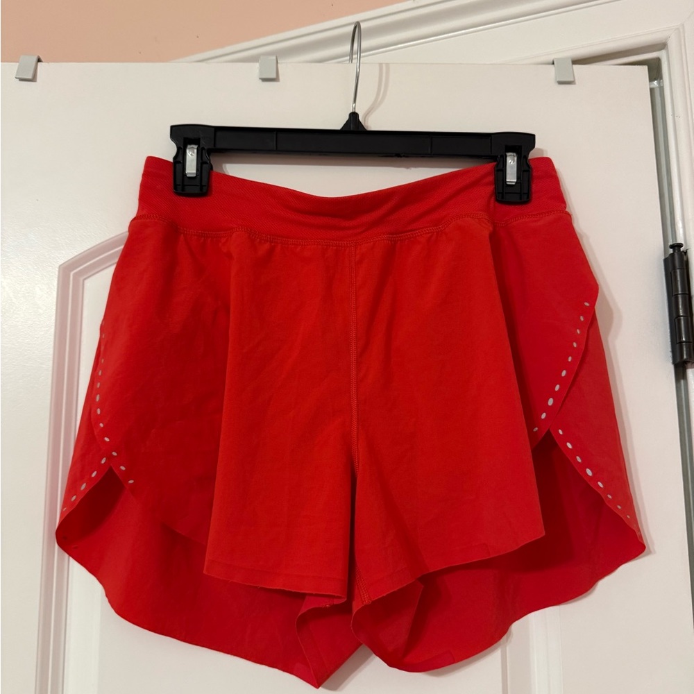 Red Lulu Lemon Fast and Free High-Rise Classic Fit Split Short 3”